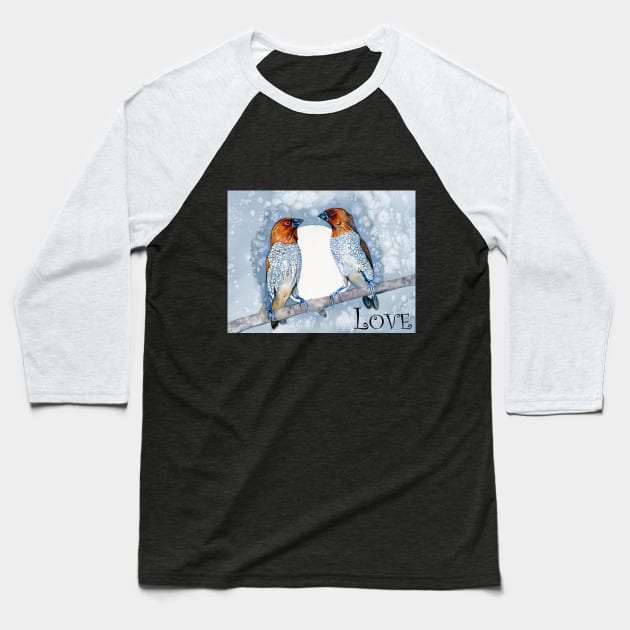 Love Birds Baseball T-Shirt by The Art Aroma